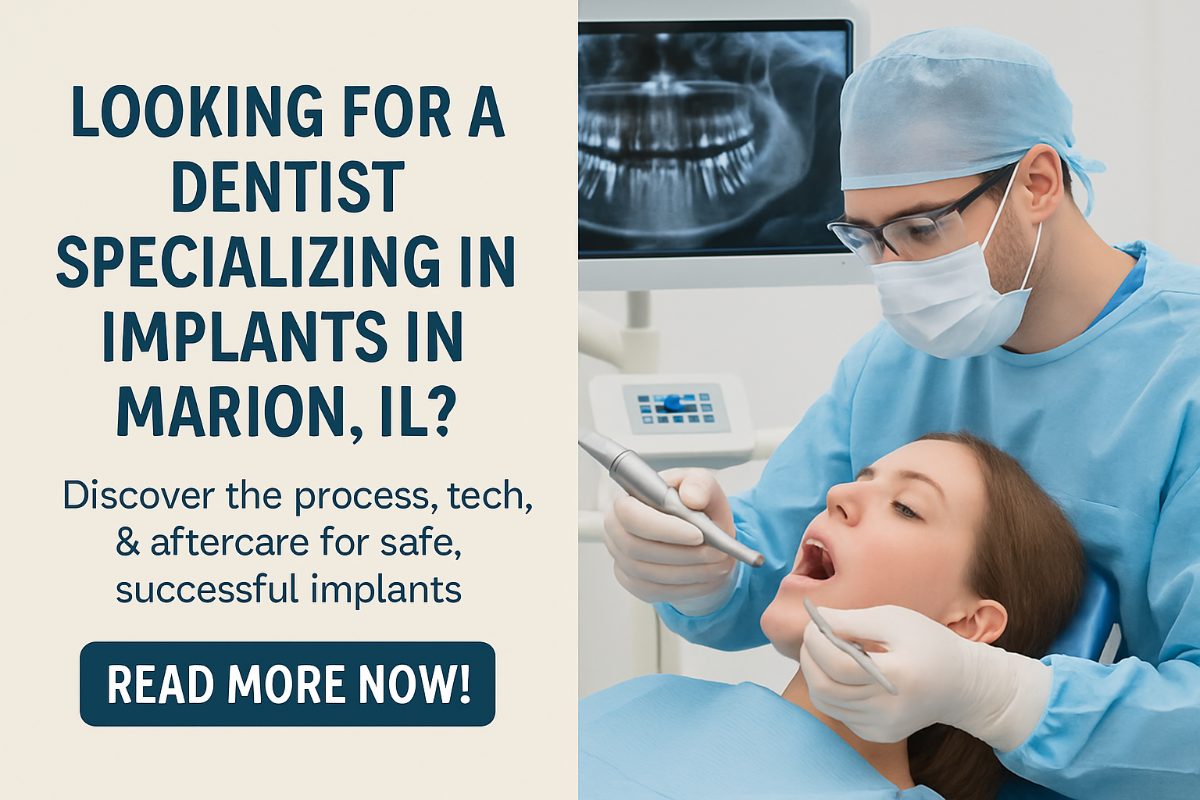 A dentist specializing in implants is carefully using X-Guide 3D Dynamic Navigation to place an implant in a patient's mouth, with a dental assistant nearby. No text on image.