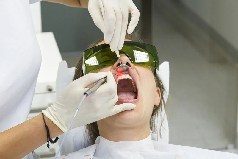 dental patient undergoing laser. procedure