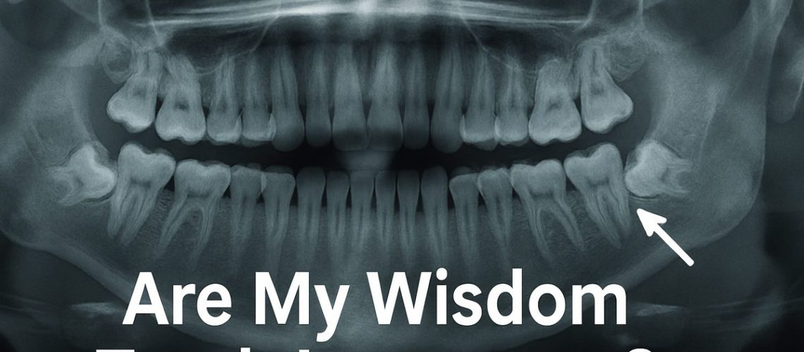Close up x-ray of an adult mouth, with arrows pointing at the wisdom teeth. Text on image says "Are My Wisdom Teeth Important?"